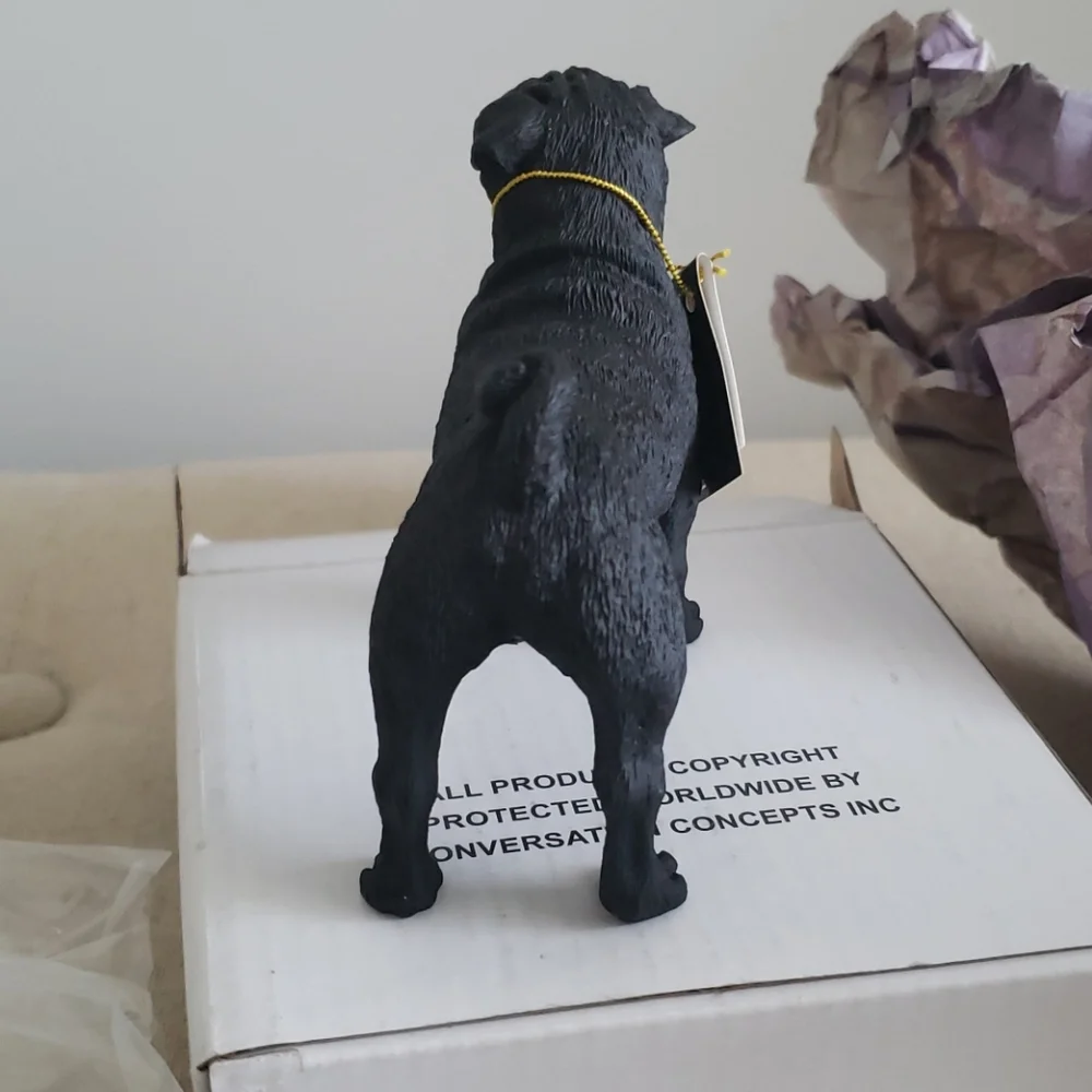 Black pug dog figurine dog collectible statuette NEW - Picture 4 of 6